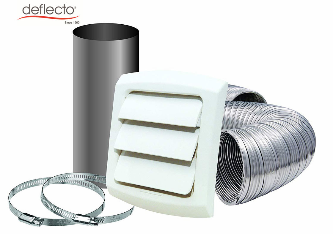 Deflecto Air Vent Kit 4'' 8 Ft Aluminum Duct / Vent Cover / Wall Pipe / Clamps Set